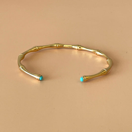 BRAZALETE BAMBOU GOLD -TURQUESA