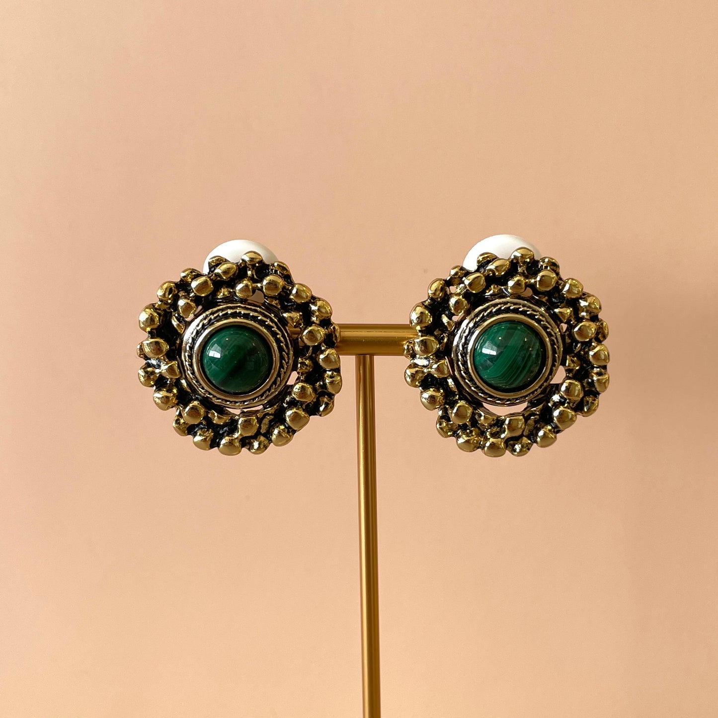 ARETES JOANNA VINTAGE -GOLD MALAQUITA