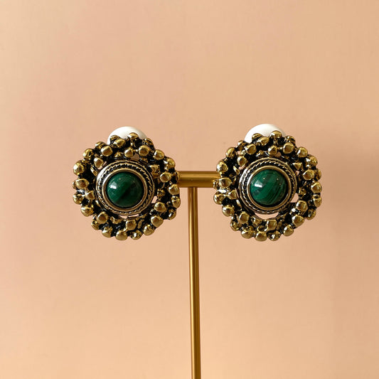 ARETES JOANNA VINTAGE -GOLD MALAQUITA
