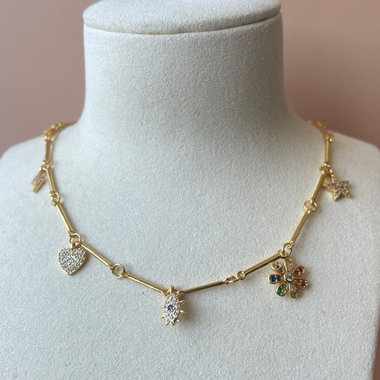 COLLAR OJO CON DIJES VARIADOS DE PIEDRAS