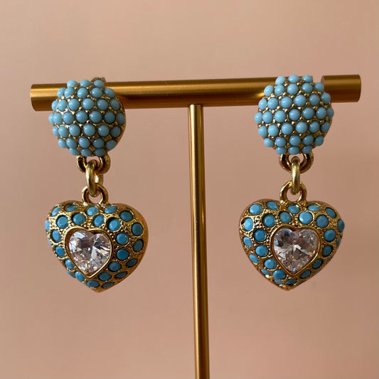 ARETES ZELIRA CORAZON TURQUESA