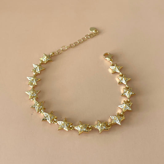 PULSERA ESTRELLAS GOLD & CLEAR