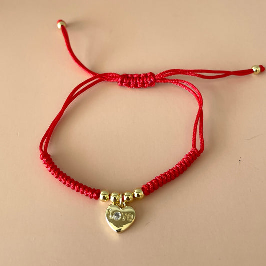 PULSERA AJUSTABLE HILO ROJO & LOVE