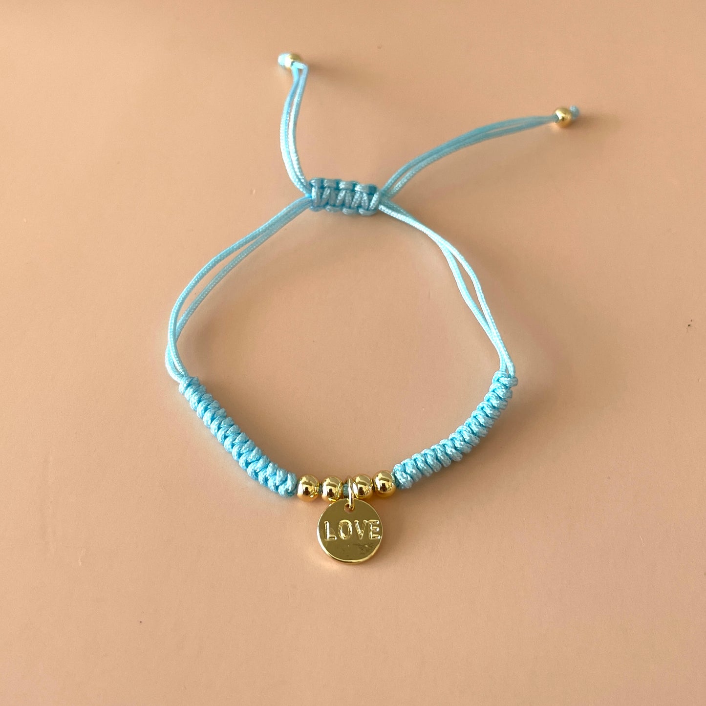 PULSERA AJUSTABLE HILO AZUL & LOVE