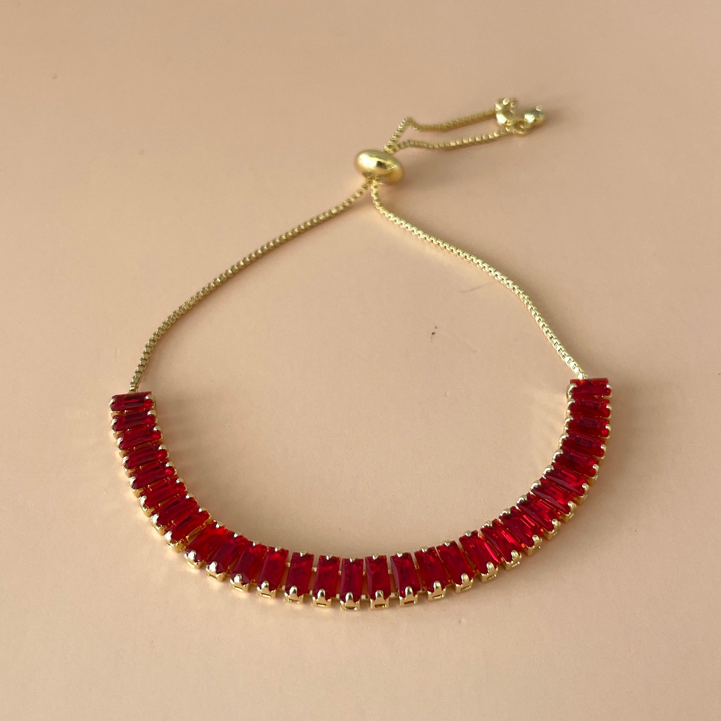 PULSERA BAGUETTE GRANDE AJUSTABLE ROJO