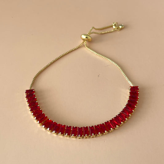 PULSERA BAGUETTE GRANDE AJUSTABLE ROJO