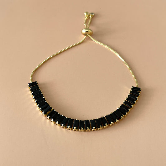 PULSERA BAGUETTE GRANDE AJUSTABLE NEGRA