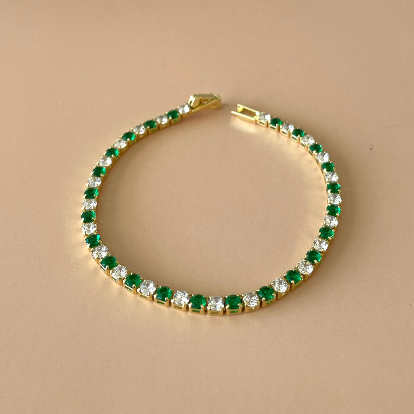 PULSERA TENNIS GOLD VERDE -CLEAR