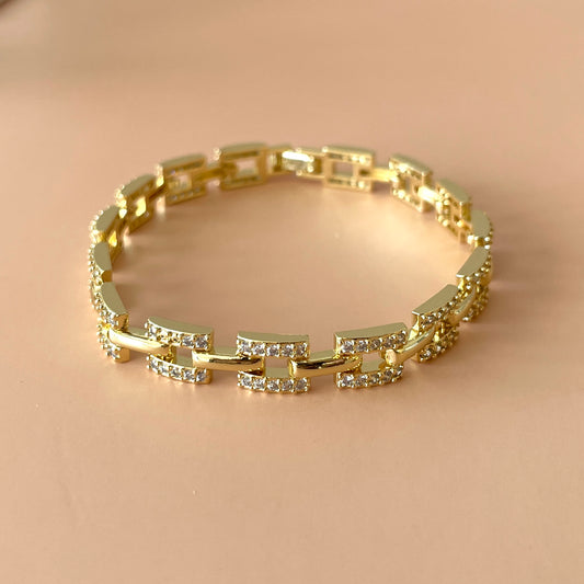 PULSERA ESLABONES CON PIEDRA CLEAR
