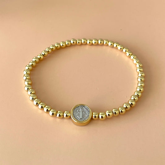 PULSERA BOLITAS GOLD SAN BENITO