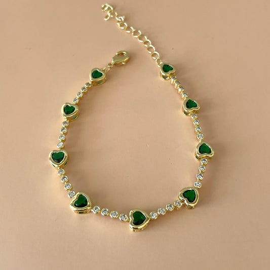PULSERA TENNIS DIJES CORAZON VERDE