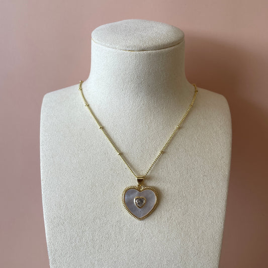 COLLAR CORAZON MOONSTONE -CLEAR