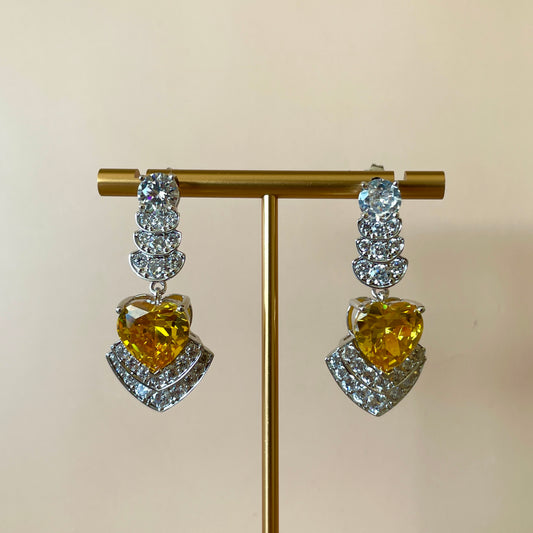 ARETE SILVER COLGANTE ZIRCONIA Y CORAZON AMARILLO