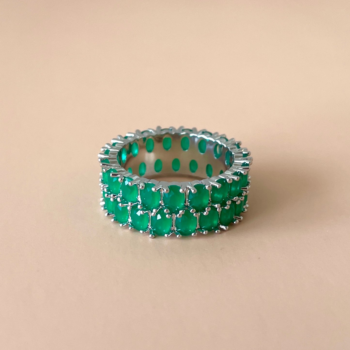 ANILLO ZIRCONIAS OVAL VERDE