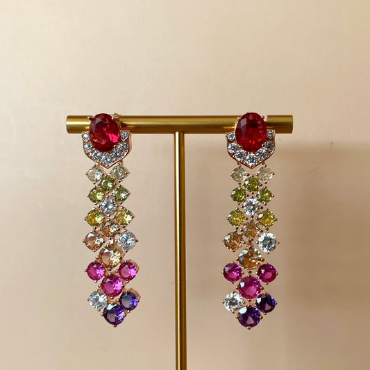 ARETES LARGOS REALEZA MIX ROJO