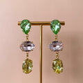 ARETES TRIPLE OVAL DROP GOTA VERDE