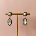 ARETES MARQUISE OVAL PERLA & CLEAR