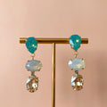 ARETES ROC OVAL GOTA MENTA, OPAL & DORADO