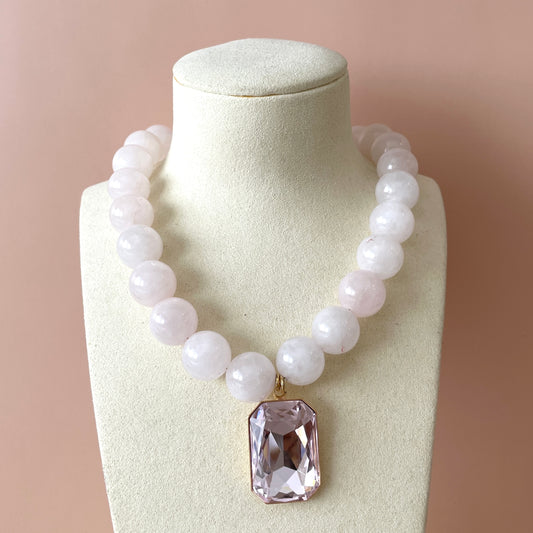 COLLAR CHERRY BLOSSOM PERLAS GRANDES & ROSA