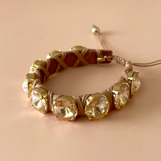 PULSERA CLEO CRISTAL DORADO  -HB