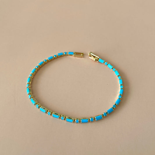 PULSERA BAGUETTE GOLD TURQUESA
