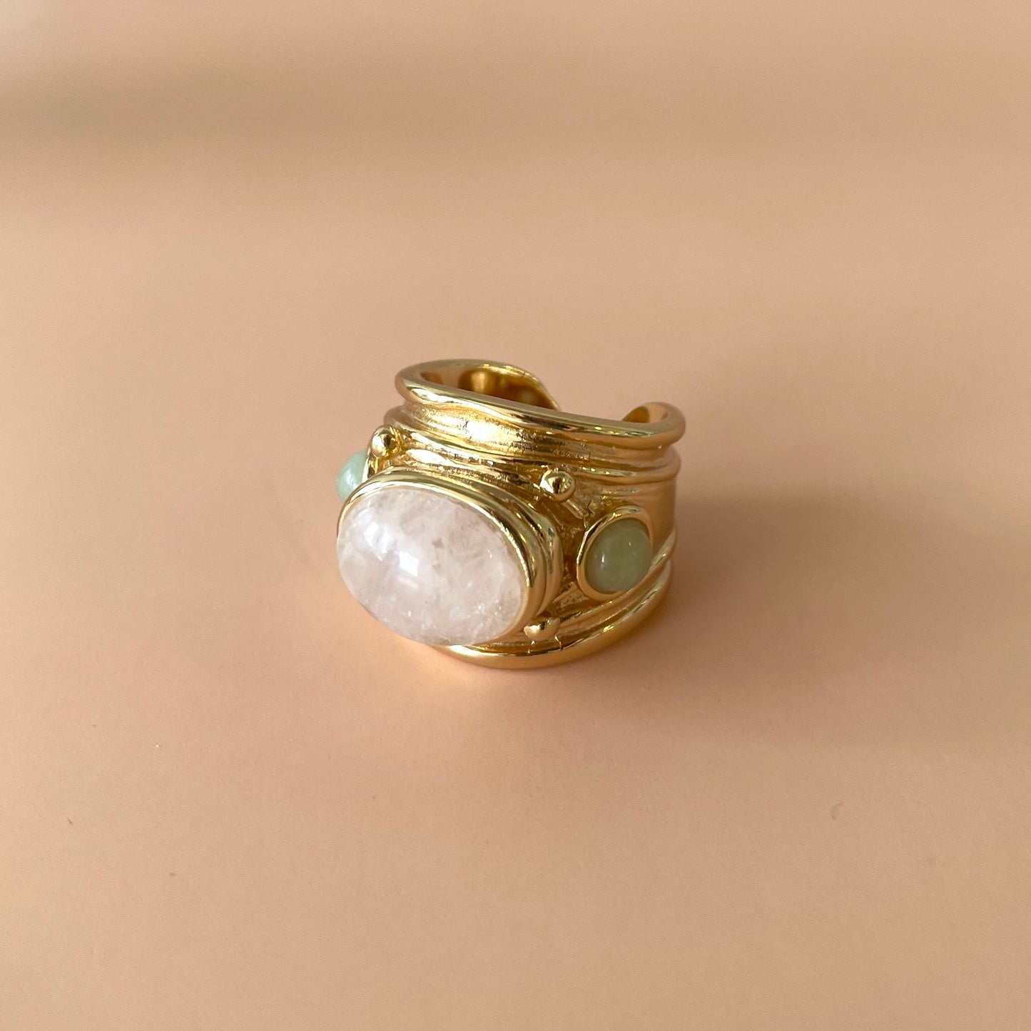 ANILLO SIMONE CUARZO BLANCO -AVENTURINA