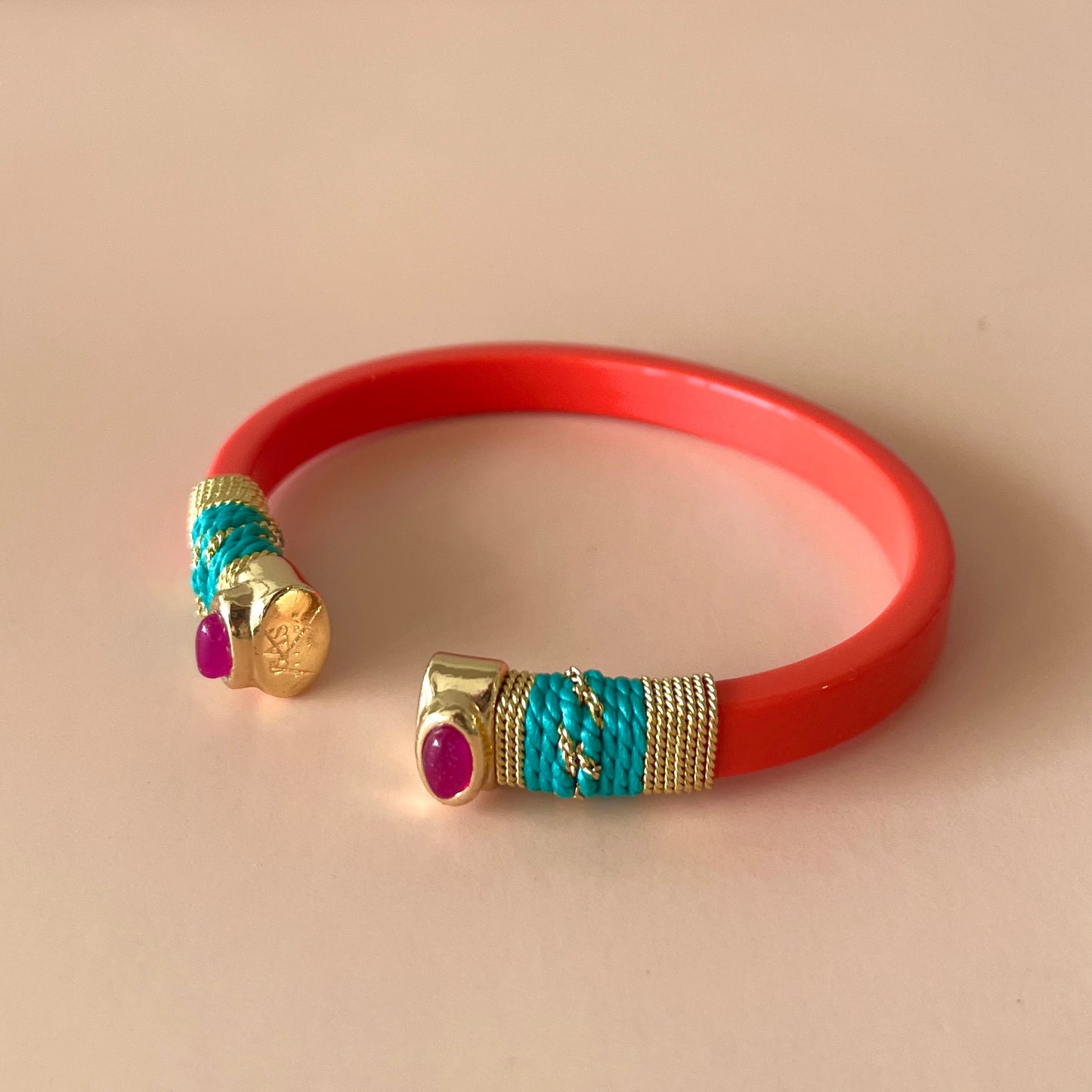 BRAZALETE SARINA NARANJA HILO TURQUESA
