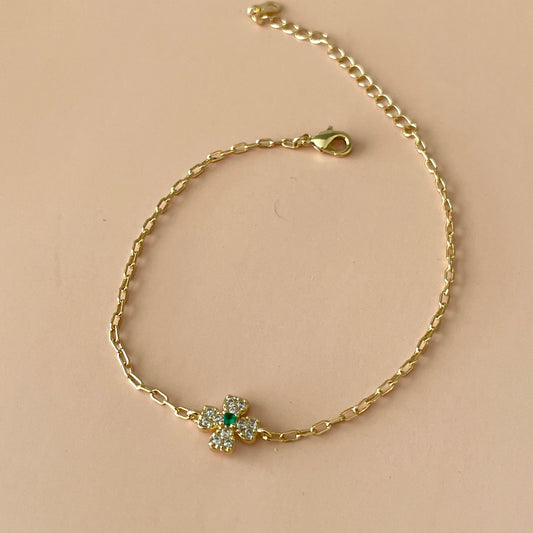 PULSERA TREBOL CON PUNTO VERDE
