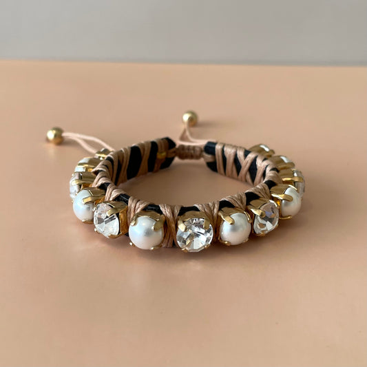 PULSERA FAVORITA PERLAS Y CRISTAL CLEAR