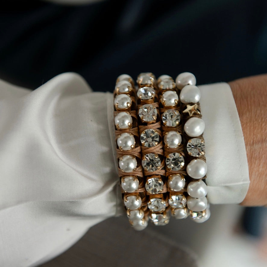 PULSERA FAVORITA PERLAS Y CRISTAL CLEAR