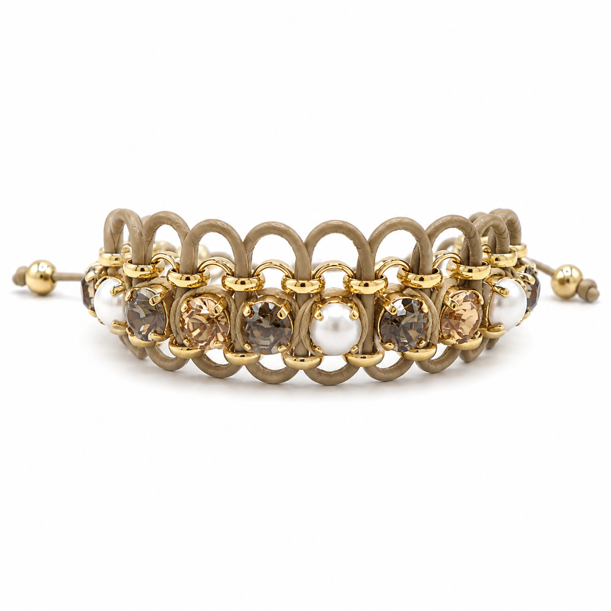 PULSERA ATENAS CRISTAL GRIS Y PERLA