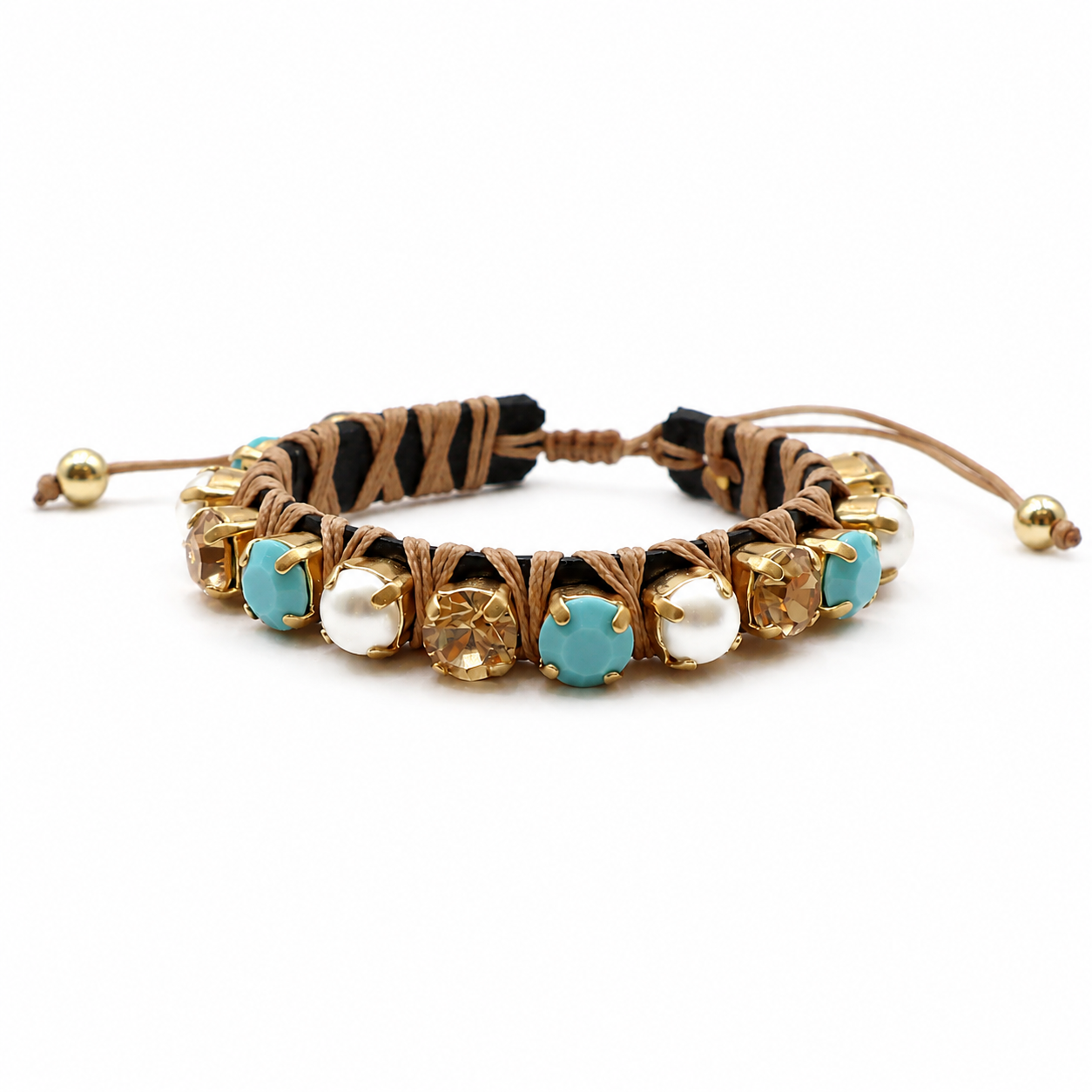 PULSERA FAVORITA TURQUESA Y PERLA -HB