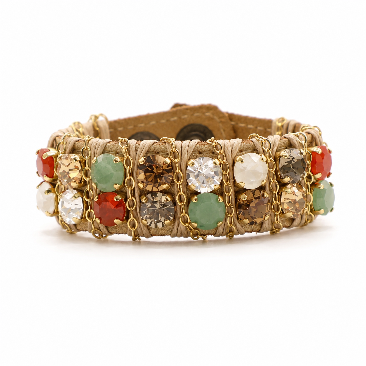 PULSERA CON MIX CRISTALES COLORFUL Y CADENAS