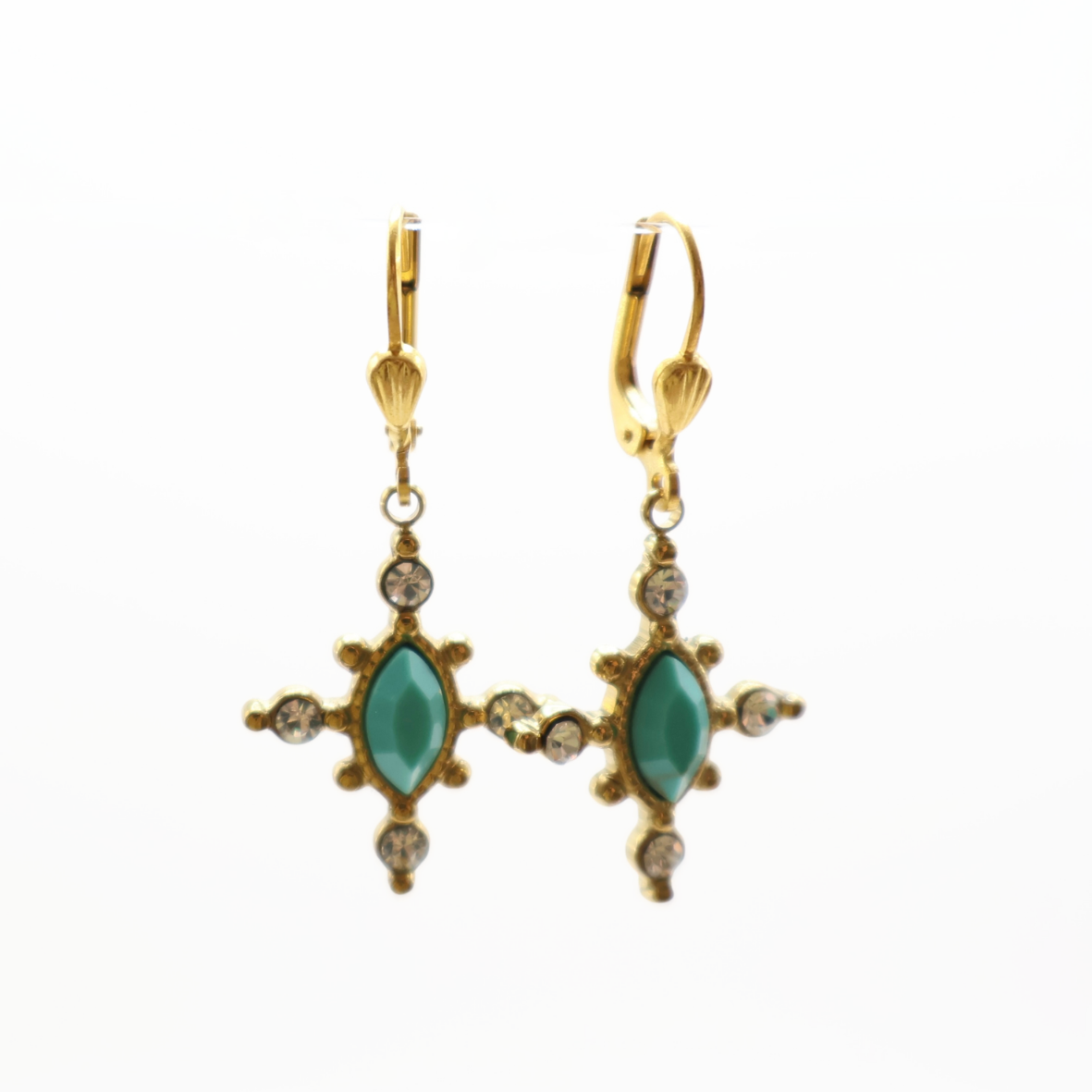 ARETE FLOWER CUATRO PUNTAS TURQUESA