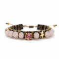 PULSERA FAVORITA PIEDRA ROSA CON ESTRELLA CRISTAL ROSA PALIDO BARBIE -HC