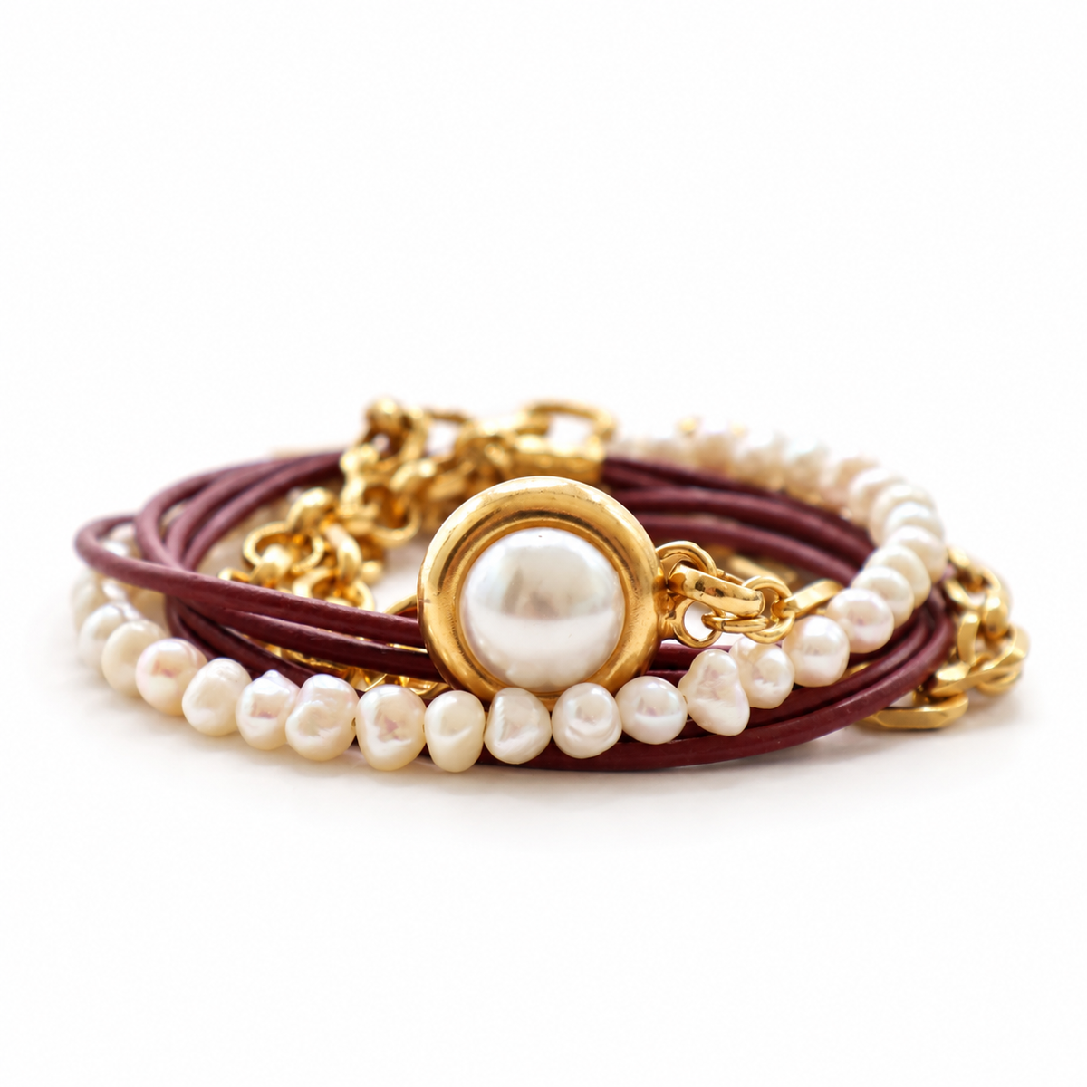PULSERA MADRID TINTA CON PERLAS Y CADENA