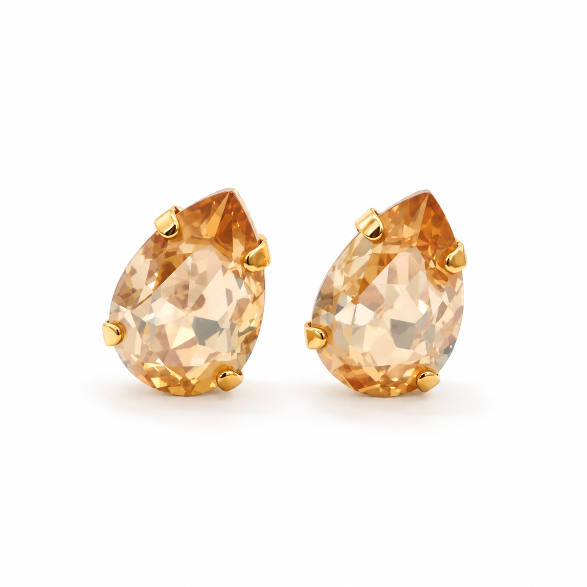 ARETES GOTA CRISTAL DORADO