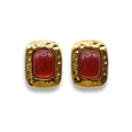 ARETES OVAL GOLD IRREGULAR -JASPE ROJO