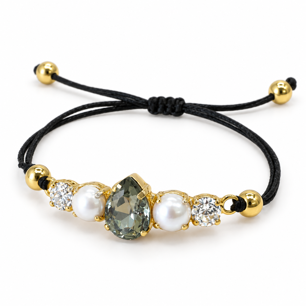 PULSERA DREAM CATCHER PERLA CON CRISTAL GRIS