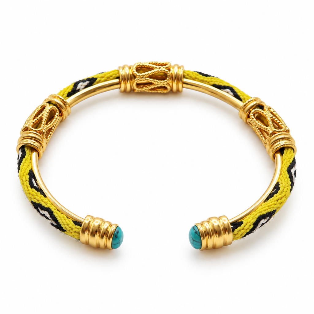 BRAZALETE LIMA AMARILLO -PIEDRA TURQUESA