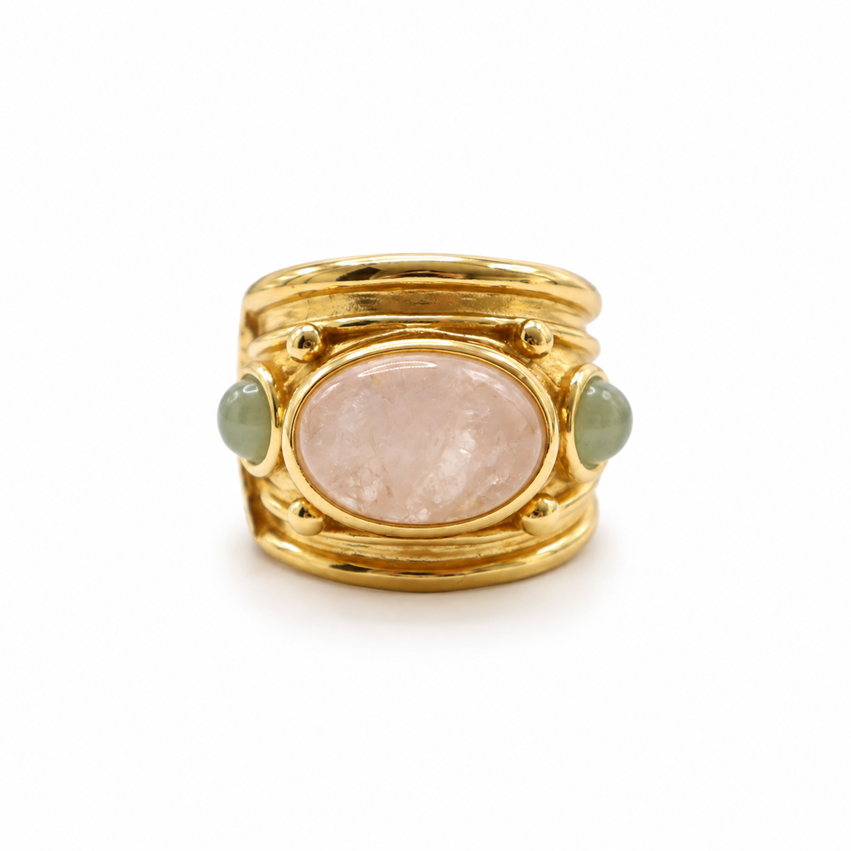 ANILLO SIMONE CUARZO BLANCO -AVENTURINA