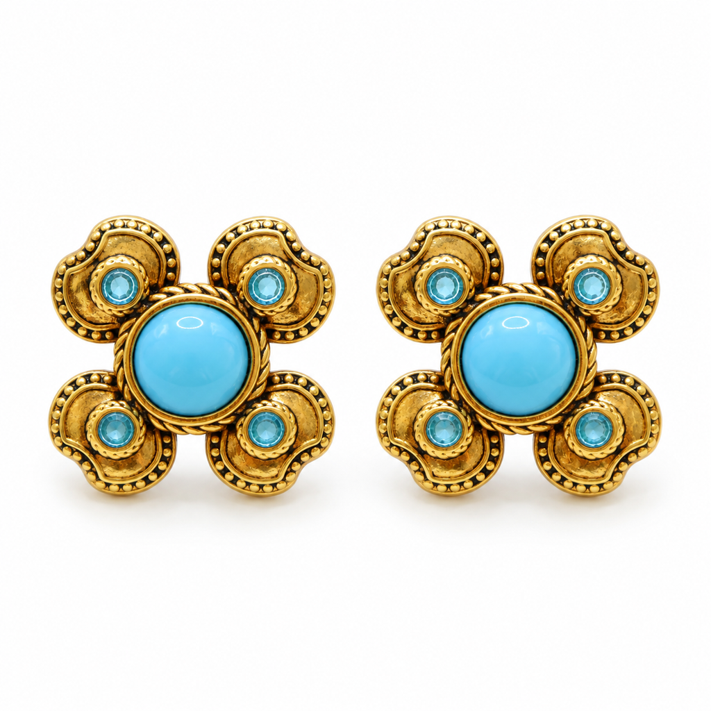 ARETES ISMARA CRUZ TURQUESA