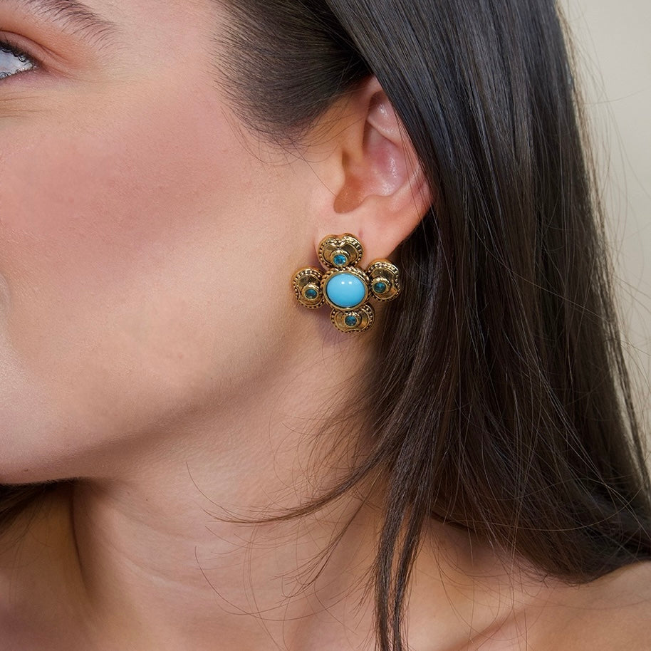 ARETES ISMARA CRUZ TURQUESA