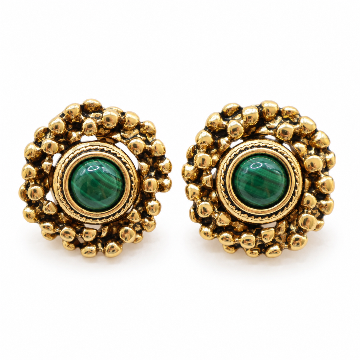 ARETES JOANNA VINTAGE -GOLD MALAQUITA