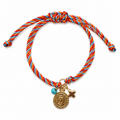 PULSERA CORDON COLORES CON CIRCULO Y MEDALLA