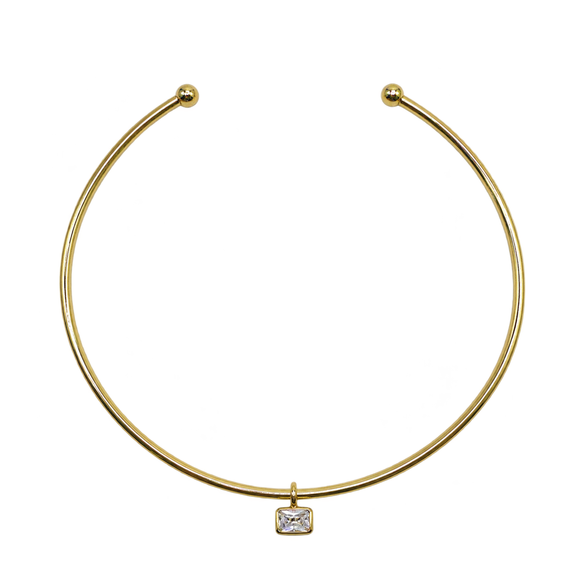 COLLAR GOLD CON DIJE BAGUETTE ZIRCONIA 925
