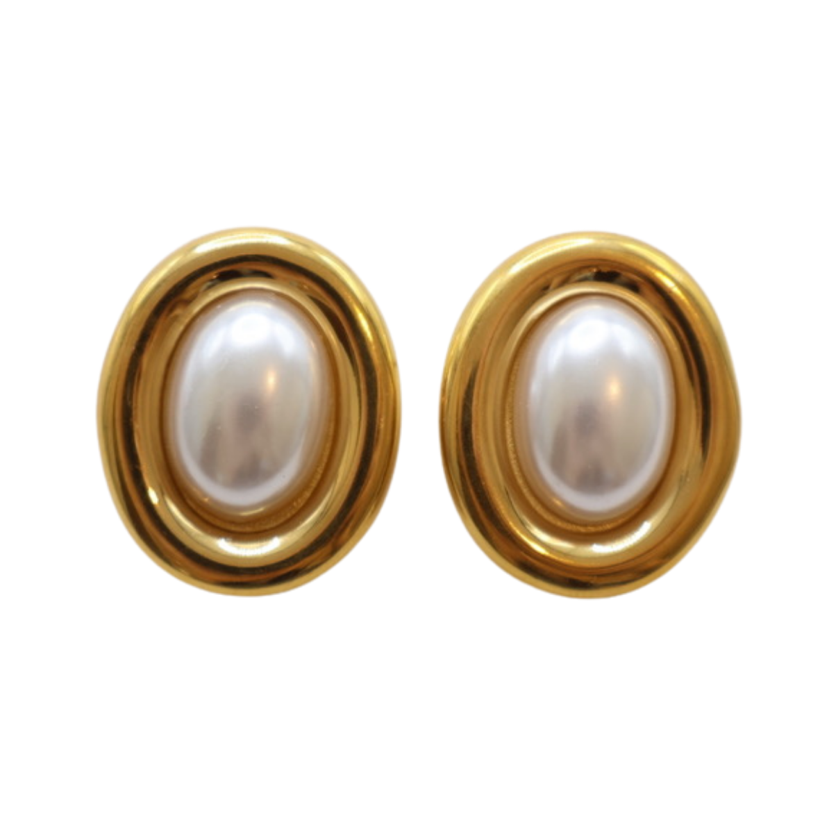 ARETES OVAL GRANDES CON PERLA