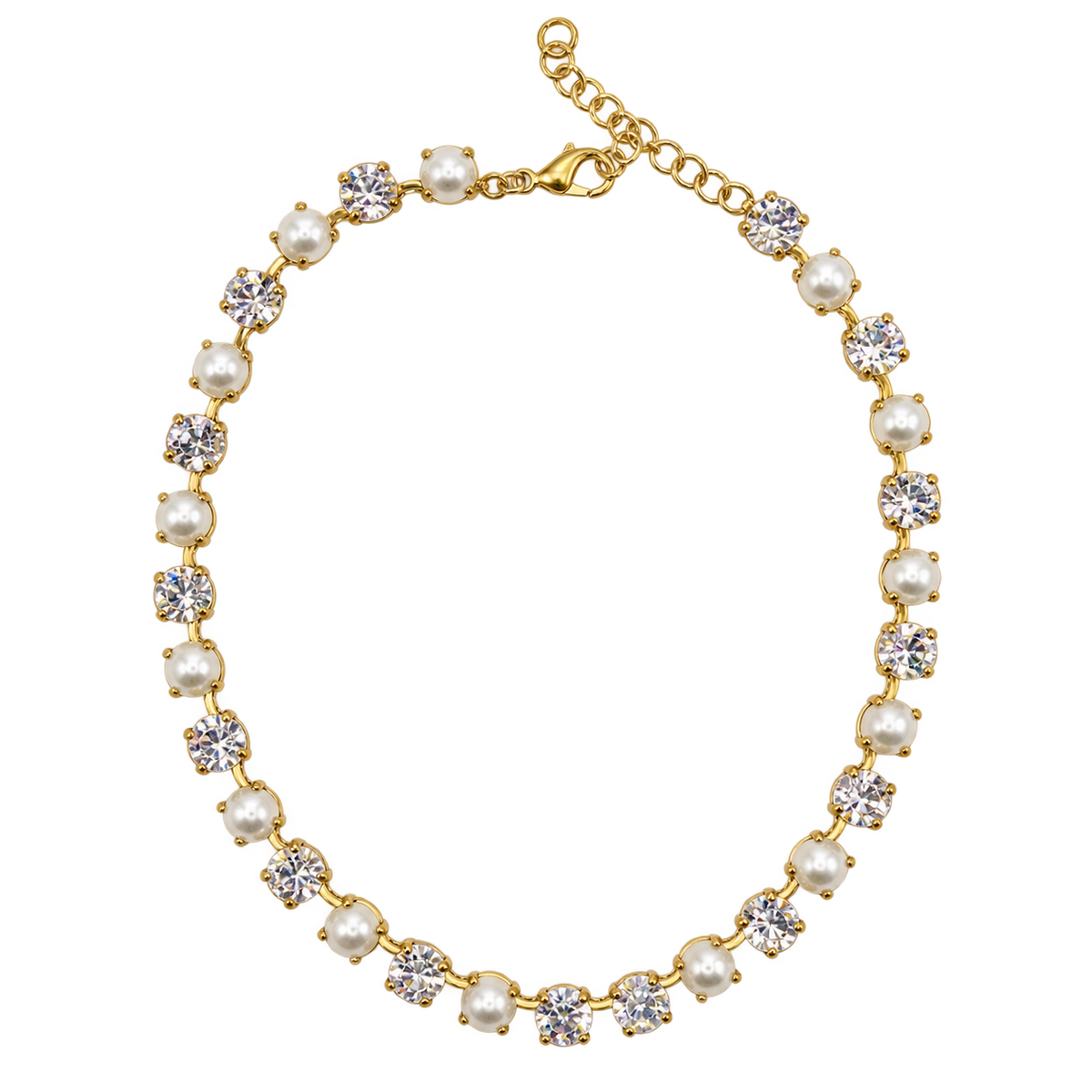COLLAR SHINE PERLA Y CRISTAL CLEAR
