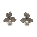 ARETE FLOR ORQUIDEA SILVER ZIRCONIAS Y PERLA