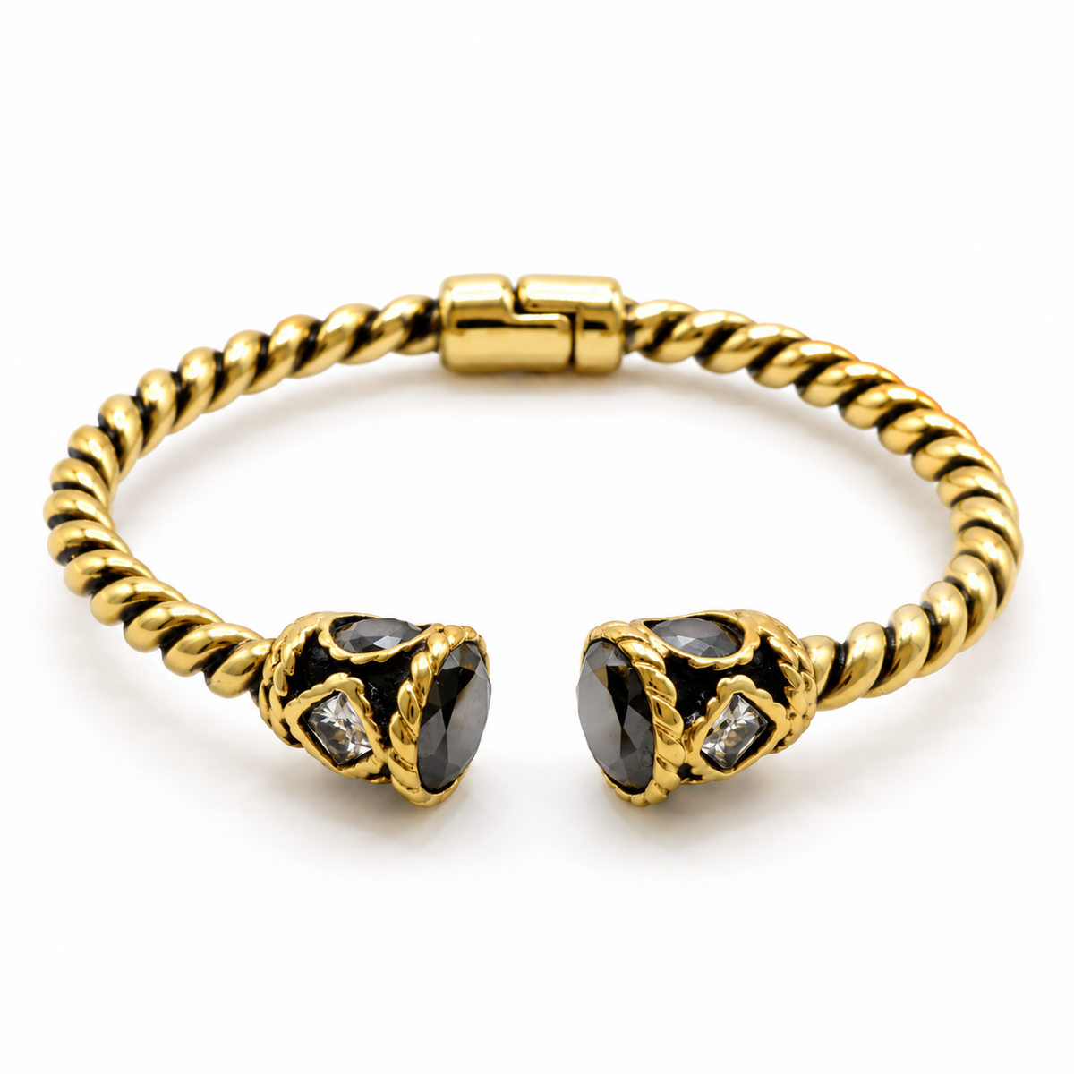 BRAZALETE CUFF CRISTAL NEGRO
